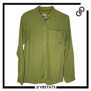 Simms Men's‎ Checkered Long Sleeve Button Down Shirt Green White Size Small
